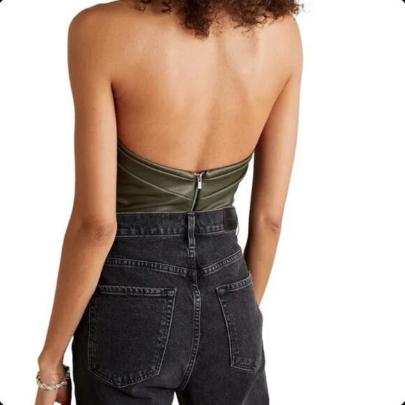 Alix NYC Green Faux Leather Bodysuit Size M New Retails $245 - Picture 5 of 9